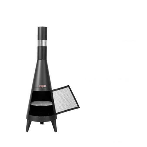SJWTYK Modern Chiminea Outdoor Fireplace with Chimney, Cold-Rolled Steel Patio Fire Pit with Mesh Door, Burning Fireplace for Heating and Cooking for Backyard, Patio