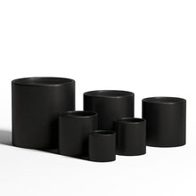 DTY Mount Powell 19.7" D x 19.7" H (Pot Opening 15.7") Fiberstone Cylindrical Planter with Drainage Hole, Weather Resistant for Indoor & Outdoor Use, Includes 2 Extra Coco Mats - Black, Jumbo