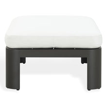SAFAVIEH Couture Outdoor - Leilani Aluminum Coffee Table with Removable Cushion - Dark Grey & White - Modern Patio Ottoman Table for Deck & Backyard, 48" W x 27.6" D x 15.7" H (CPT4027A)
