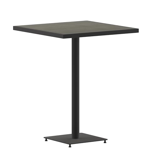 Flash Furniture Commercial Grade 32" Outdoor Bar Height Square Table, Gray