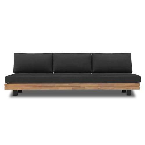 POLY & BARK Celenza 3 Seat Sofa Bench in Grey/Dark Teak
