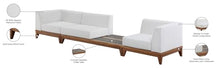 Meridian Furniture 389White-S125 Rio Collection Modern | Contemporary Outdoor Patio Off White Resilient Water Resisting Fabric Modular Sofa with Durable Acacia Wood Frame