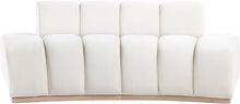 Meridian Furniture 44093Cream-L Jace Collection Art Deco Loveseat with Ultra Luxe Cream 460 GSM Velvet, Natural Finish Rubberwood Base, Eucalyptus Wood Frame, Tufting, 78.5" W x 38.5" D x 28" H, Cream