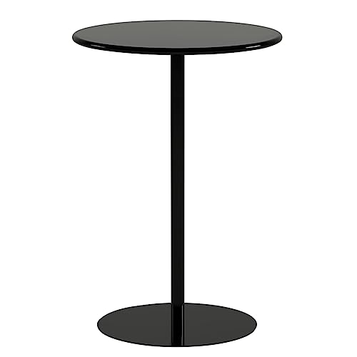 Fodalob Outdoor Pub Bistro Table Round Dining Table, for Pub Dining Bistro, Black(Bright Black,48x62cm)