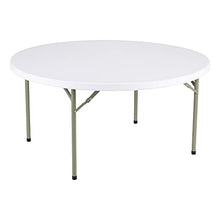 Norwood Commercial Furniture 5' Round Multipurpose Plastic Folding Table for Parties and Events, Portable Blow-Molded Indoor/Outdoor Event Table, White