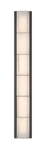 Eurofase Gibraltar 1-Light LED Outdoor Wall Sconce – 36.5" Sand Bronze Modern Exterior Wall Light, White Strie Glass Shade, Wet-Rated for Porch, Patio & Entryway