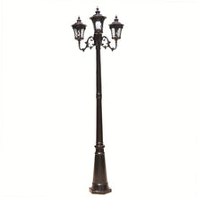 CUTPOIY 3-Lights High Post Light Water Ripple Glass Shade Pole Lamp Rainproof Street Lighting Fixture for Garden Patio Entryway (Black-118.11″)