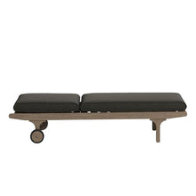 Modway Saratoga Teak Outdoor Chaise Lounge Chair in Weathered Gray Flint – Adjustable Wood Pool Lounge Chair with Wheels and Cushions