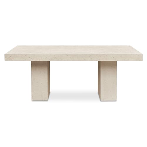Moe's Home Collection Antonius Outdoor Dining Table, Rectangular, Concrete Fiber Blend, Pillar Legs, Seats Six, Indoor-Outdoor Use, Terrazzo