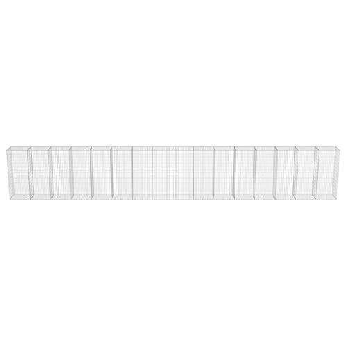 vidaXL Gabion Wall with Covers Galvanized Steel 354"x19.7"x59" Silver