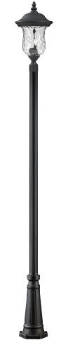 Z-Lite 533PHB-519P-BK Armstrong Outdoor Post Light, Aluminum Frame, Black Finish and Clear Water Glass Shade of Glass Material