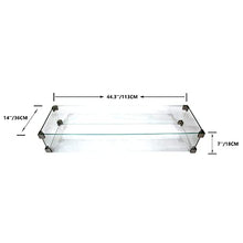 Elementi Granville 60 in Rectangular Concrete Propane Fire Pit Table + 42 in Stainless Steel Fire Pit Cover + Tempered Glass Wind Screen Guard