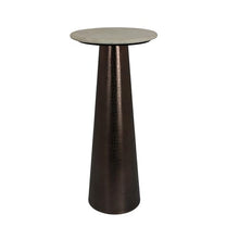 Benjara Plant Stand Accent Table- Bronze Metal- Round Gray Marble Top- 26 Inch