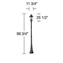 Casa Marseille 99 3/4" High Black Outdoor Post Light with Flat Base Pole