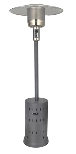 Golden Flame XL-Series Natural Gas Patio Heater, 45,000 BTU, 89" Tall, Push-Button Ignition, Anti-Tilt Safety, Wheels, Hammered Silver/Pewter