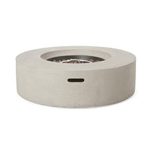 YOPTO Outdoor Lightweight Concrete Circular Propane Fire Pit,Fireplace 50,000 BTU,Providing Light and Warmth,Firepit Patio Heater for Garden Backyard Deck,Rain Cover,Light Grey
