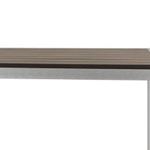 Benjara BM287813 Patio Kylo 43 Inch Outdoor Bar Table, White and Brown Aluminum Frame, Small