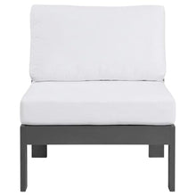 Outdoor Escape White Fabric Outdoor Patio Aluminum Armless Chair, Contemporary Style, Lightweight, Durable, Comfortable Seat, 17-Inch Back Height