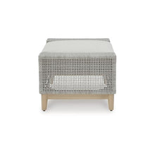 Benzara Yami Outdoor Ottoman, 35 Inch, Gray Woven Resin Wicker, Cushioned Seat