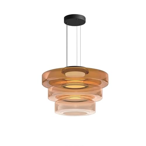 Glass Pendant Light, Vintage Farmhouse Dining Room Light, Nordic Style Art Deco Island Chandelier, Creative Exhibition Hall Restaurant Bar Chandelier, For Bathroom, Hotel, Hallway(Amber,45*33cm)