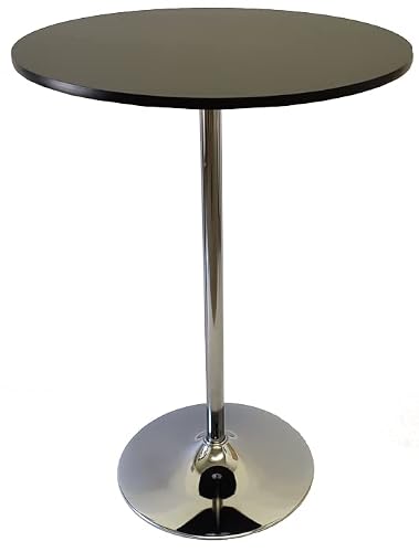 Round 42 Inch Tall Portable Highboy Table with Chrome Trumpet Base (Black, 30 Inch Top)