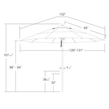 California Umbrella 11' Round Aluminum/Fiberglass Umbrella Pulley Lift Bronze Pole Jockey Red
