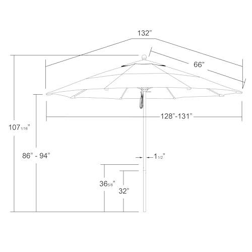 California Umbrella 11' Rd. Venture Series Contract Grade Patio Umbrella Pulley Open Astoria Sunset