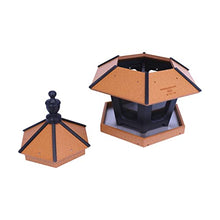 AmishToyBox.com Gazebo Bird Feeder - Deluxe Triple Compartment Post-Mount Large Bird Feeder - Made in the USA with Poly Lumber (Cedar and Black)