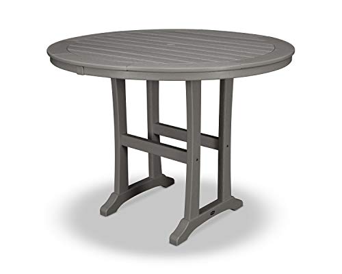 POLYWOOD® Nautical Trestle 48" Round Counter Table in Slate Grey