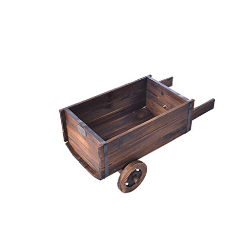 ZOCWJK Wooden Flower Display Stand Small Cart Plant Pot Holder for Desktop Balcony Antiseptic Solid Wood Construction,
