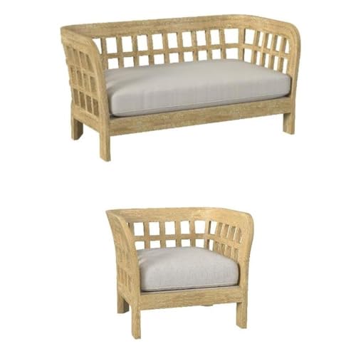 Home Square 2-Piece Outdoor Lounge Chair and Loveseat Set Natural