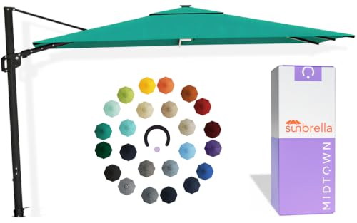 Midtown Umbrellas Supreme - 9 x 9 Ft Cantilever Umbrella with LED Lights