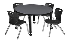 Regency Kee Height Adjustable Classroom Table Set with 4 Andy Chairs 42" Grey/Black