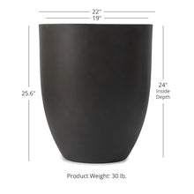 TITAN GREAT OUTDOORS Ash & Ember 22" Laurel Charcoal Planter, Lightweight Fiberstone Composite with Weather-Resistant Finish, Modern Planter Pot for Indoor and Outdoor Plants