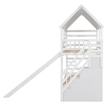 Polibi Twin-Over-Twin Bunk Bed with Storage, Trundle & Slide White