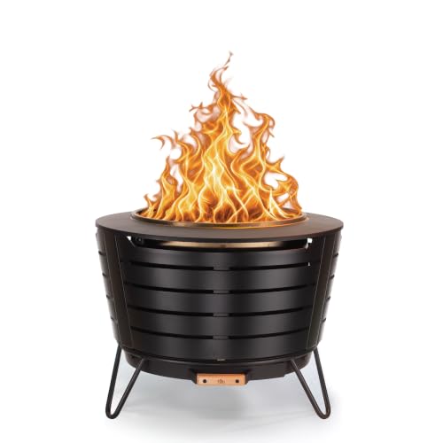 TIKI Patio 25-Inch Smokeless Outdoor Wood Burning Fire Pit with Cover