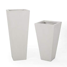 Christopher Knight Home Tommy, White Outdoor Modern Large and Small Cast Stone Planter Set