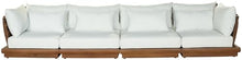 Meridian Furniture 111White-S4A Mirella Collection Modern | Contemporary Outdoor Patio 4pc. Modular Sofa with Solid Teak Frame, Water Resistant Fabric, 150" W x 38" D x 27" H, White