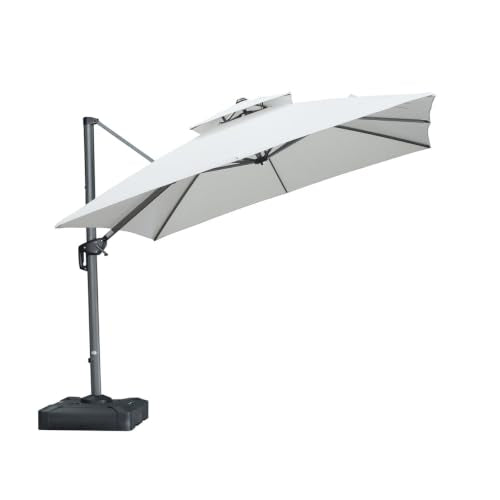 OROTLECT 10' x 10' Large Patio Umbrella Hanging Double Top Square Offset Umbrella with 360°Rotation Tilting Umbrella Outdoor Patio