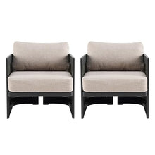 Christopher Knight Home Arden Aluminum Outdoor Club Chairs Set of 2, Modern Patio Accent Chairs with Mesh Panels and Removable Cushions, Ergonomic Armchair for Garden/Poolside/Balcony, Beige + Black