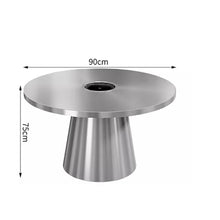 Round Bar Table Modern Bistro Pub Tables,BBQ Work Kitchen Stainless Steel Non-Slip Feet Pads Slotted Countertop Design(C90CM)