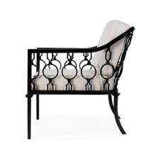 Home Square Iron Upholstered Outdoor Lounge Chair in Black - Set of 2
