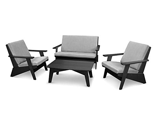 POLYWOOD® Riviera Deep Seating Set, Black/Granite