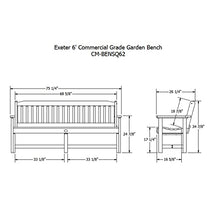 Sequoia Professional CM-BENSQ62-ACE Commercial Grade Exeter 6 Foot Garden Bench, Weathered Acorn