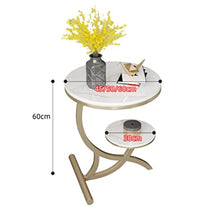 POLGDW Rock Slab Side Table Fashion Round Living Room Small Coffee Table Balcony Small Round Table Sofa Coffee Table Corner Table(Svart,60 * 50cm)