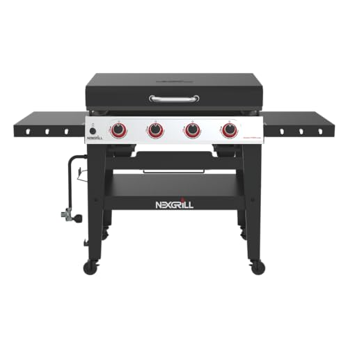 Nexgrill Daytona 4-Burner Gas Griddle, Flat Top Grill with Side Tables