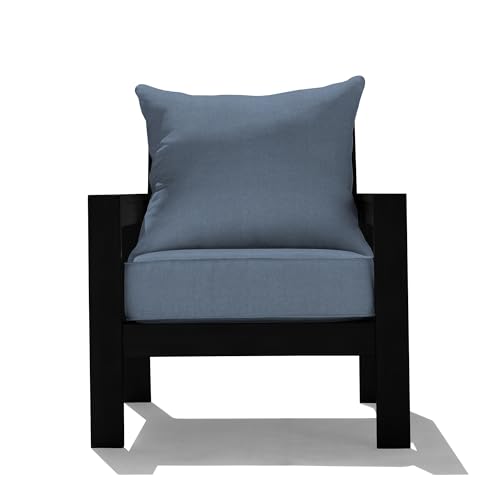 Honeycomb Outdoor Edisto Seat Modular Patio Furniture Black Aluminum Chair Heathered Solid Blue