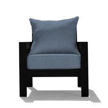 Honeycomb Outdoor Edisto Seat Modular Patio Furniture Black Aluminum Chair Heathered Solid Blue