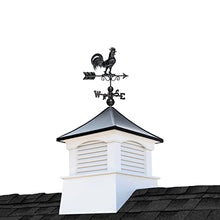 Good Directions 30" Square Coventry Vinyl Cupola with Black Aluminum Roof and Rooster Weathervane Vinyl/Black