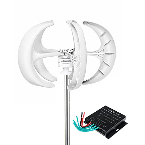 AISINILALAO 1200W Wind Turbines Kit,5 Blades Lantern Power Generator 12V 24V 48V with 5 Blade/Controller Easy to Assemble Suitable for Wind/Solar Power Generation Systems,220v